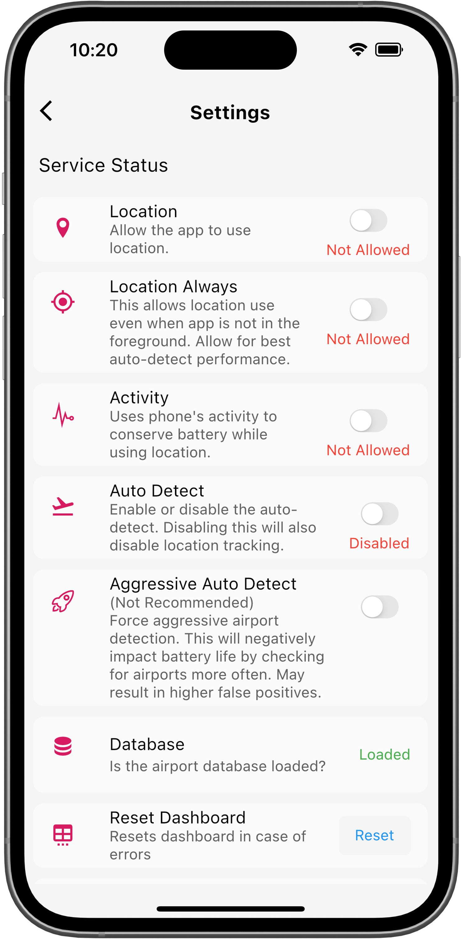 iPhone Settings Service